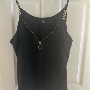 SHEIN Black Camisole with Gold Chain Straps